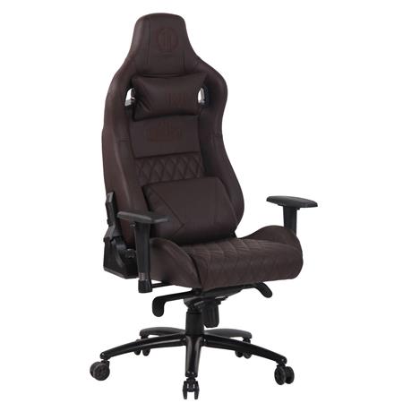 Poltrona Gaming KAREN, Confortevole, Sostegno Lombare e Cervicale, Vera Pelle, Marrone