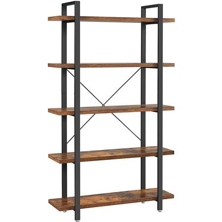 Libreria stile Industrial VALDERA, Elegante, 105x33,5x177,5cm, Ferro e Legno color Faggio