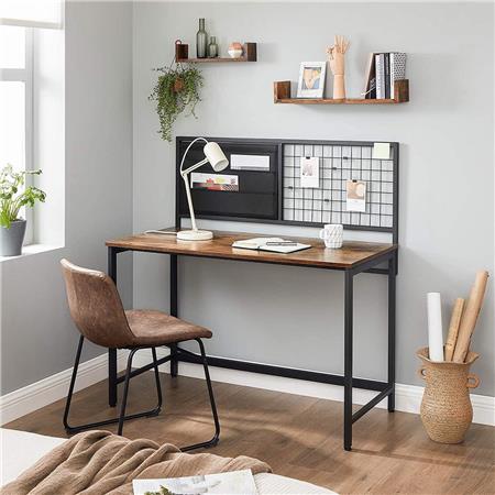 Scrivania per PC KENZO, Griglia e Tasche Portaoggetti, 118x60x75cm, Legno colore Faggio