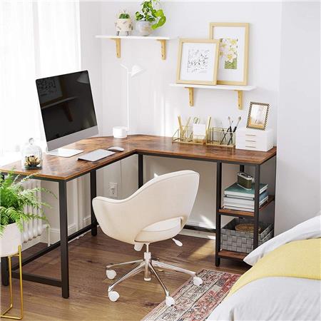 Scrivania da ufficio LADY, 138x138x75cm, Angolare, Acciaio e Legno colore Faggio