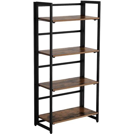 Libreria stile Industrial OCEAN, Pieghevole, 60x30x125,5 cm, Ferro e Legno color Faggio