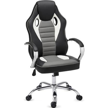 Poltrona Gaming MONTECARLO, Confortevole, Design Accattivante, Pelle, Grigio