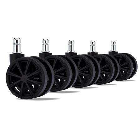 5x Ruote per Sedie da Ufficio, 11mm, Design Accattivante, Alta Qualità, in Nero