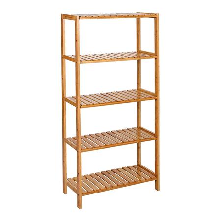 Scaffale RILEY, 5 Ripiani Regolabili, 60x26x130 cm, in Bambù Naturale
