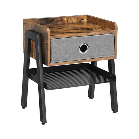 Cassettiera WALLE, Cassetto e Ripiano Aperto, 46,3x25,5x52,5 cm, Metallo e Legno Color Faggio
