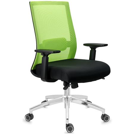 DEMO# Sedia da Ufficio NIXON, Ergonomica, Supporto Lombare, Rete e Tessuto, Verde