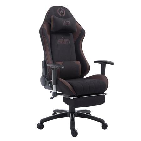 DEMO# Sedia Gaming TURBO TESSUTO con Poggiapiedi, Reclinabile, con Cuscini, Nero/Marrone