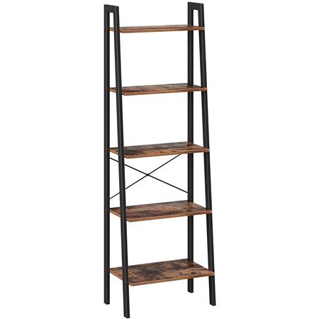 Libreria YUNUS, Stile Industriale, 56x34x172 cm, In Ferro e Legno color Faggio