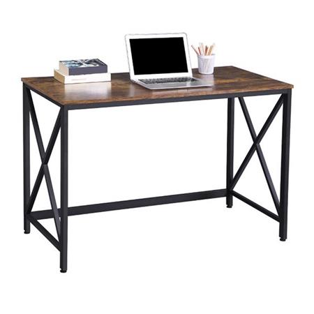 Scrivania KARAN, Design Unico, 115x60x75cm, Acciaio Nero e Legno Noce
