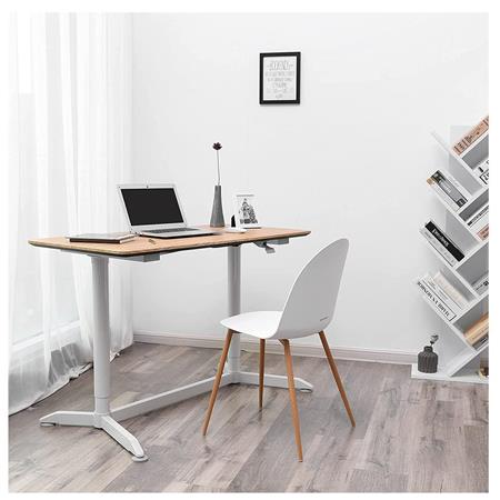 Scrivania ELEKTRO, 120x60 cm, Regolabile in Altezza Elettricamente, in Bianco e Rovere