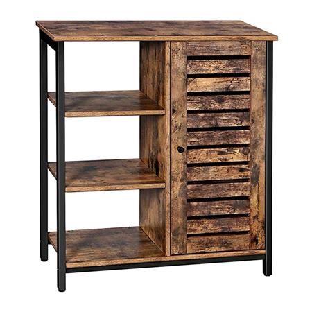 Mobiletto VERNY, Anta e Ripiani, 70x30x81cm, in Acciaio e Legno colore Faggio