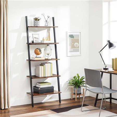 Libreria NANCY, Stile Industriale, 64x34x186 cm, In Ferro e Legno color Faggio