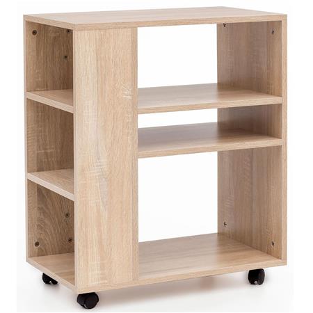 Armadietto con Ruote DONDY, Ripiani a Vista, Elegante e Pratico, in Legno Rovere