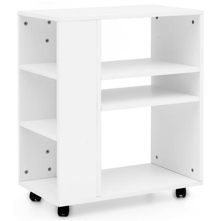 Armadietto con Ruote DONDY, Ripiani a Vista, Elegante e Pratico, in Legno Bianco