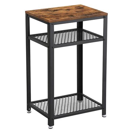 Tavolino EMORY, 2 Ripiani in Rete, 45x35x75 cm, In Metallo e Legno Faggio