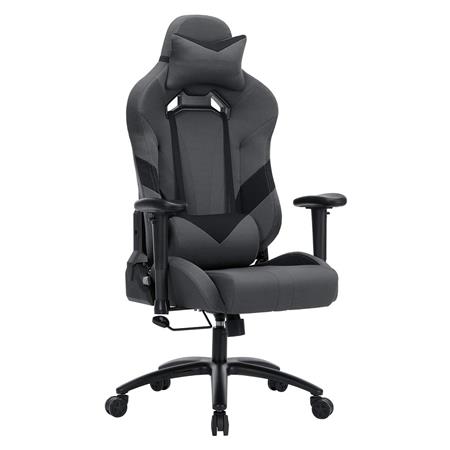 Poltrona Gaming SPYDER, Reclinabile, Cuscino Lombare, in Tessuto Nero/Grigio