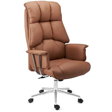 DEMO# Poltrona da ufficio PRESIDENT, Design Esclusivo, Elegante e Raffinata, Pelle, Marrone