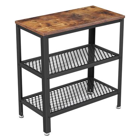 Tavolino AVRIL, 2 Ripiani in Rete, 60x30x60 cm, In Metallo e Legno Faggio