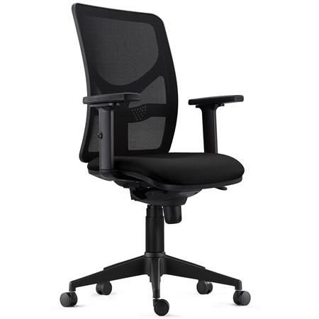 Sedia Ergonomica MILO PRO, Braccioli Regolabili in 2D, Supporto Lombare, Tessuto Ignifugo, Nero