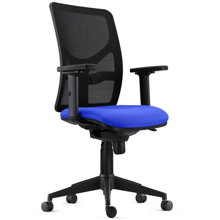 Sedia Ergonomica MILO PRO, Braccioli Regolabili in 2D, Supporto Lombare, Tessuto Ignifugo, Blu