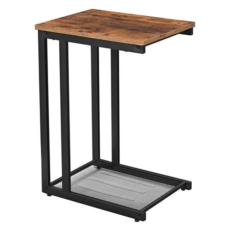 Tavolino Portatile ALFA, Ripiano in Rete, 48x35x65cm, in Metallo e Legno Faggio