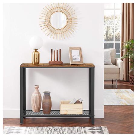 Tavolino COIMBRA, Vintage, 101,5x35x80cm, Stile Industriale, In Acciaio e Legno