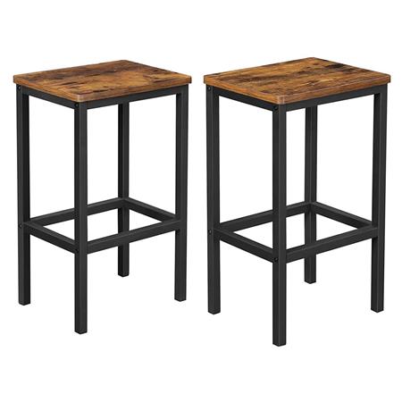 Lotto di 2 Sgabelli CANADA, Stile Industriale, in Metallo e Legno Marrone