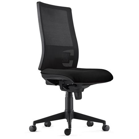 DEMO# Sedia Ergonomica EMERSON, Schienale Regolabile, Rivestimento Ignifugo, color Nero