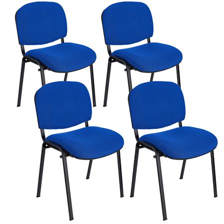 Lotto di 4 Sedie Conferenza MOBY BASE, Comoda e Pratica, Colore Blu e Gambe Nere