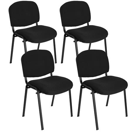 Lotto di 4 Sedie Conferenza MOBY BASE, Comoda e Pratica, Colore Nere e Gambe Nere