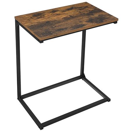 Tavolino LESTER, Perfetto per il PC, Struttura in Metallo Nero, Ripiano Marrone