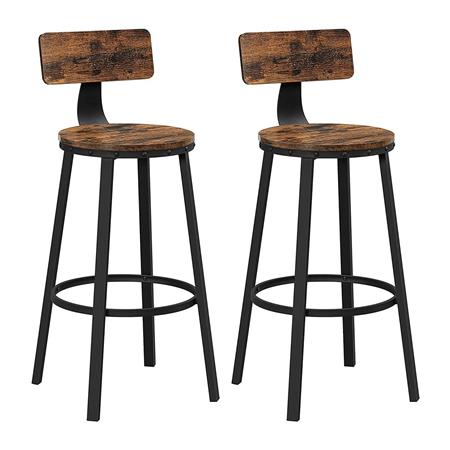 Lotto di 2 Sgabelli KODI, Design Vintage, in Metallo e Legno Marrone