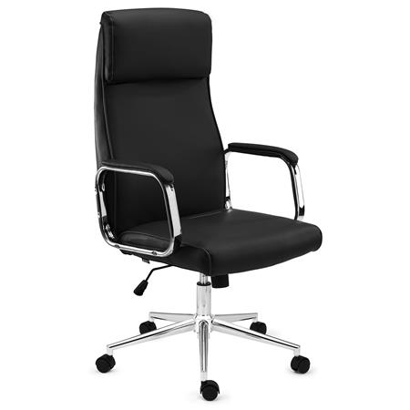 DEMO# Poltrona Da Ufficio DETROIT, Elegante e di Alta Qualità, Confortevole, In Pelle Nera