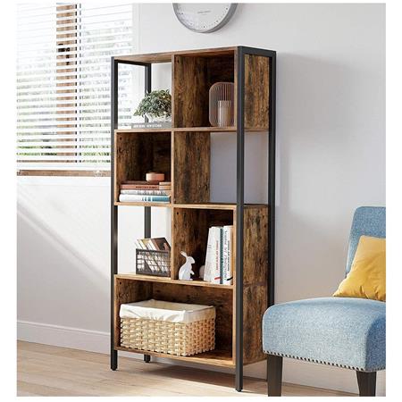 Libreria HARLEY, Stile Industriale, Moderna e Versatile, 74x30x154cm, in Acciaio e Legno