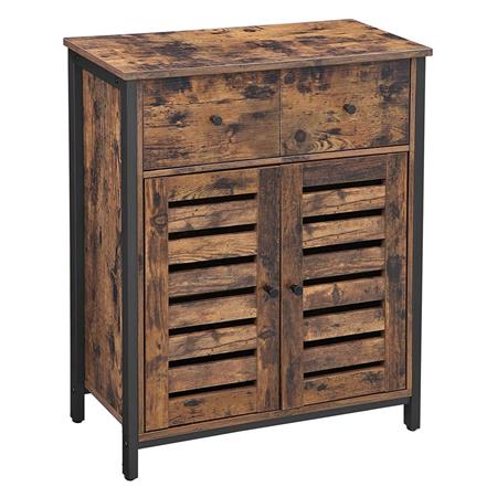 Mobiletto KAELAN, Con Ante e Cassetto, 70x30x80cm, in Legno colore Faggio