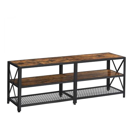 Mobiletto DIXIE, Tre Ripiani, 140x39x52cm, in Metallo e Legno colore Faggio