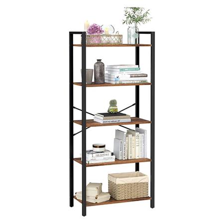 Libreria LYSA, Stile Industriale, Moderna e Capiente, 66x30x153 cm, Acciaio e Legno