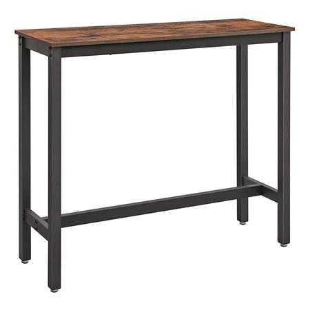 Tavolo MASTER, Alto, Design Industriale, 120x40x100cm, Metallo Nero e Legno Marrone