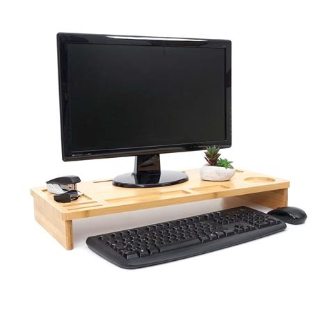 Supporto per Monitor ERGHOS, Comodo e Versatile, 65x31x9 cm, Bambù