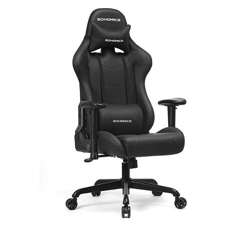 Poltrona Gaming KENDAL, Ampio Sedile, in Pelle Nera