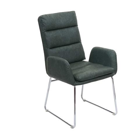 Poltrona Ospiti DAYTONA, Design Moderno, Cuciture Decorative, Pelle Verde