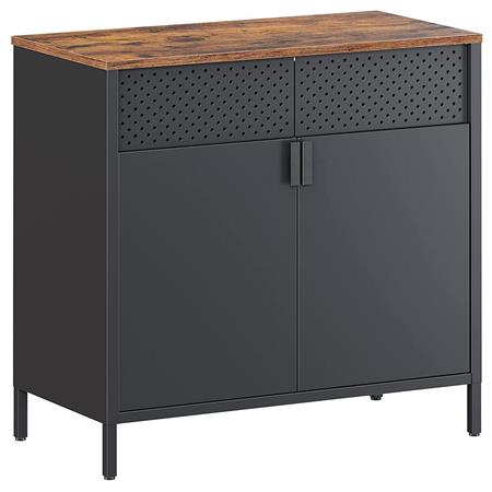 Armadietto TANK, Design Moderno ed Essenziale, in Acciaio, con Ripiano in Legno