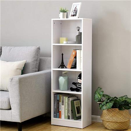 Libreria ARGUS, Design Compatto, Portaoggetti, 40x24x121,5 cm, Legno Bianco