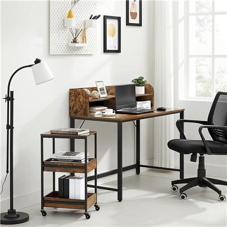 Scrivania per PC MAREKO, Stile Industrial, Comoda E Pratica, Acciaio e Legno color Faggio