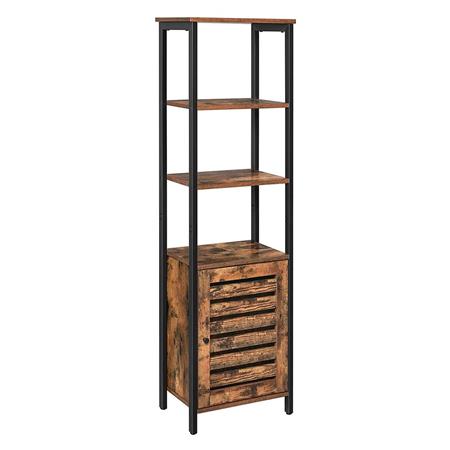 Libreria SCOTT, Stile Vintage, 44x30x155 cm, In Acciaio e Legno color Faggio