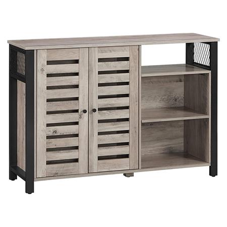 Mobiletto SIRIUS, Ante e Ripiani, 110x33x75cm, in Acciaio e Legno colore Grigio