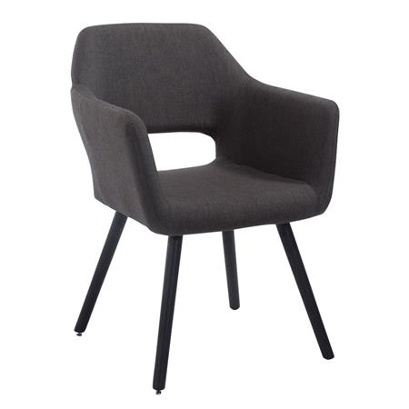 Sedia Ospiti KALUM, Imbottita, Gambe Nere, Tessuto Grigio Scuro
