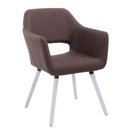 Sedia Ospiti KALUM, Imbottita, Gambe Bianche, Tessuto Marrone