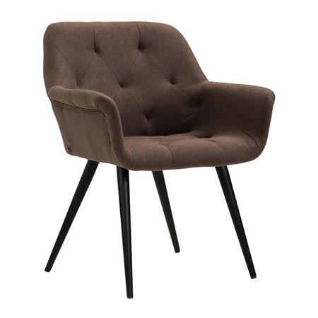 Poltroncina per ospiti LIDIA, Design Avvolgente, Gambe Nere, Tessuto Marrone