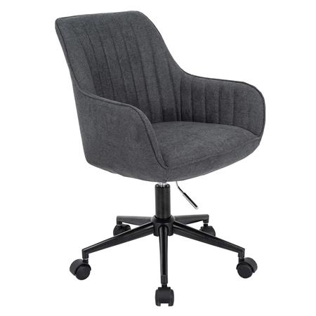 Sedia per Ufficio SIGMA, Comoda Imbottitura, Base in Metallo Nero, Tessuto Grigio
